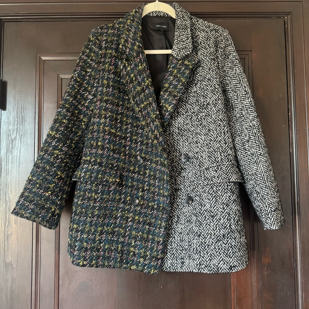 Driftwood Anthropologie Relaxed Plaid Blazer, Size Small - Picture 5 of 14